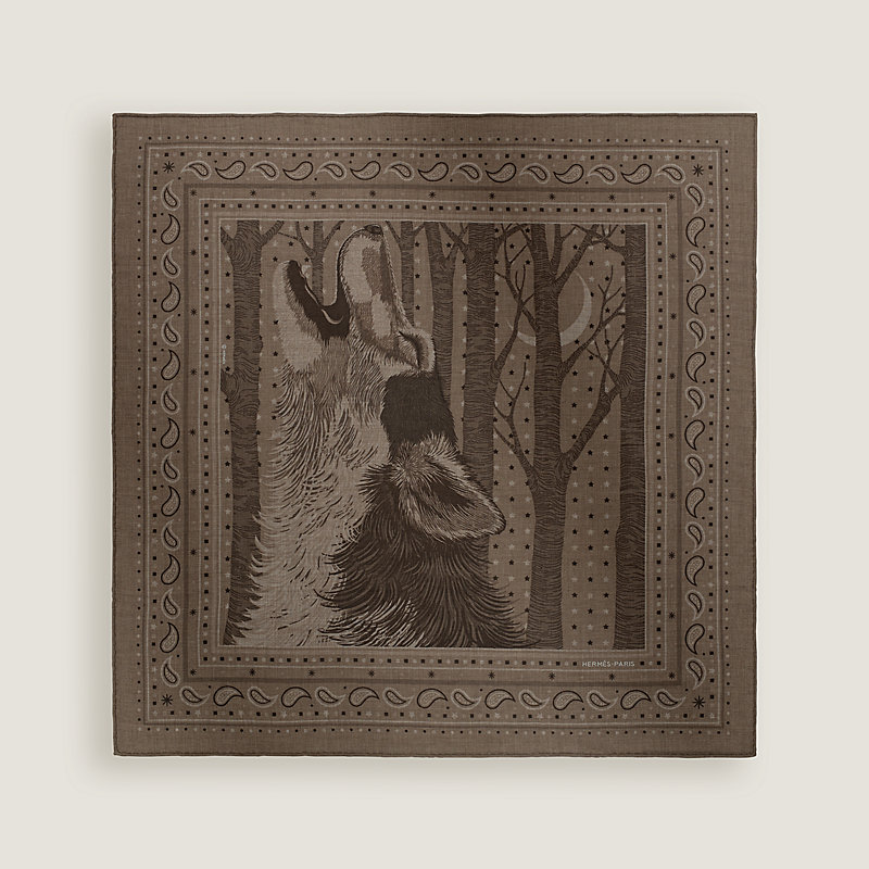 Awooooo! Bandana scarf 65 - Black | Hermès Canada